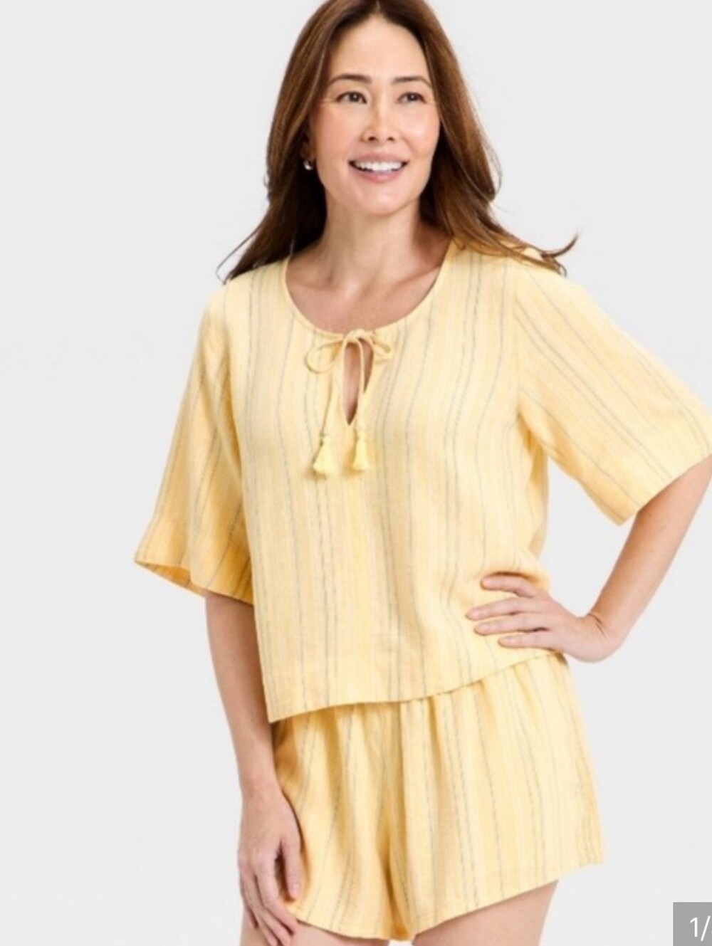Universal Thread Yellow Striped Top and Shorts Set